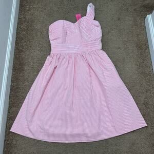 NWT Lilly Pulitzer Addison One-Shoulder Pink Tropics Dress Size 2 $218 MSRP